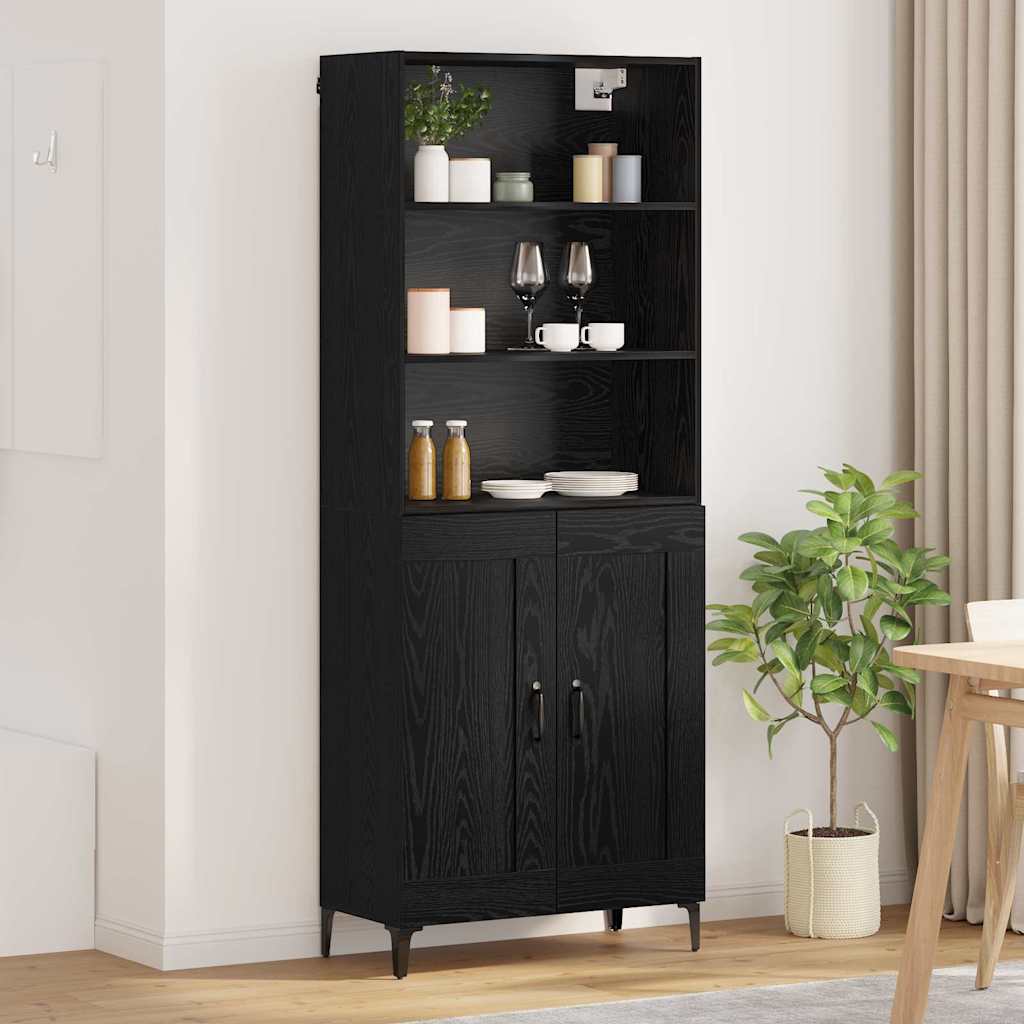 vidaXL Highboard 2 pcs Schwarz Eichen-Optik Holzwerkstoff