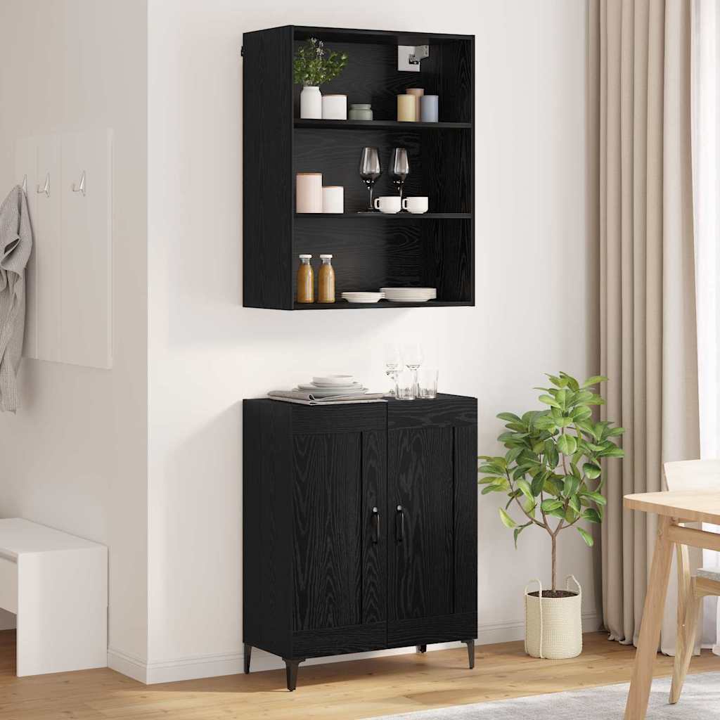 vidaXL Highboard 2 pcs Schwarz Eichen-Optik Holzwerkstoff