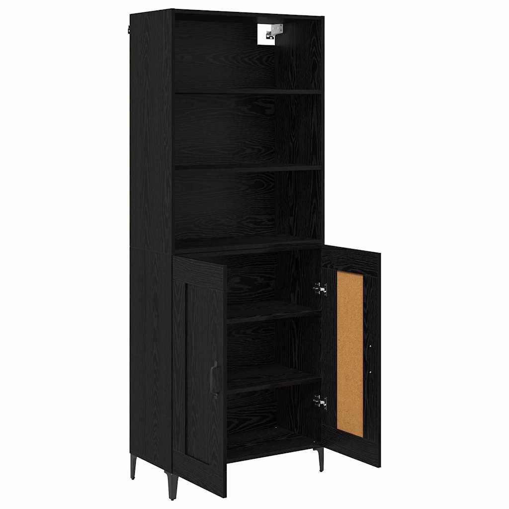 vidaXL Highboard 2 pcs Schwarz Eichen-Optik Holzwerkstoff