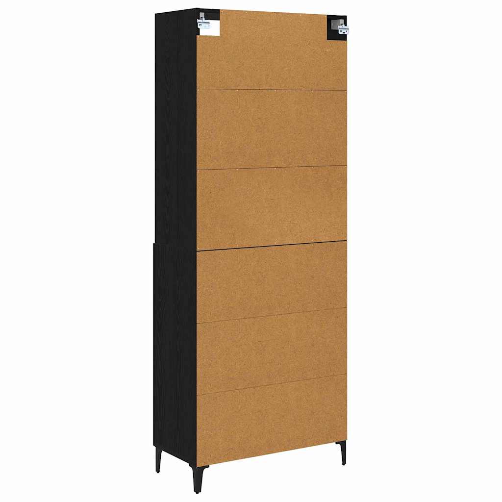 vidaXL Highboard 2 pcs Schwarz Eichen-Optik Holzwerkstoff