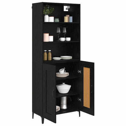 vidaXL Highboard 2 pcs Schwarz Eichen-Optik Holzwerkstoff