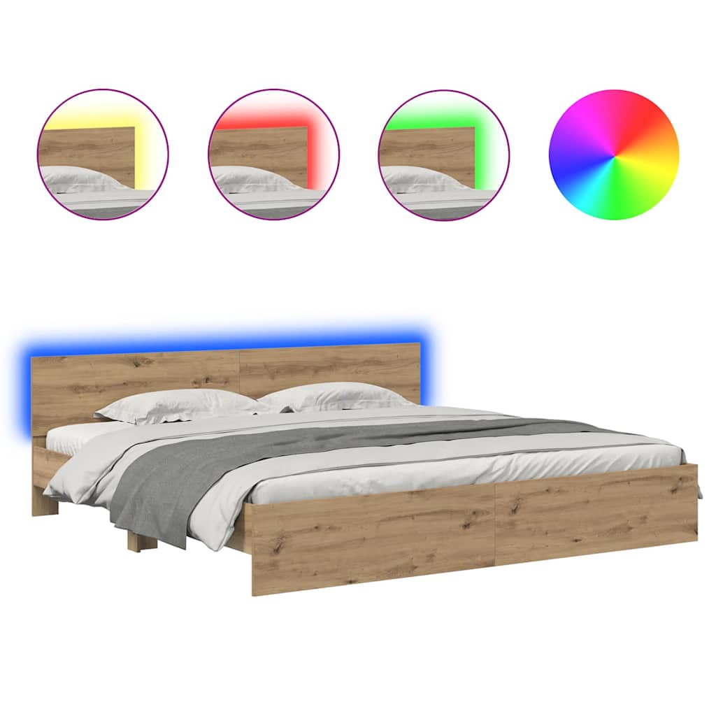 Bettrahmen Artisan-Eiche 200 x 200 cm Holzwerkstoff