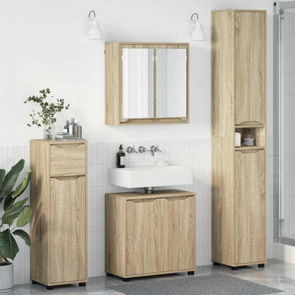 vidaXL Badezimmermöbel-Set mit Regal 4 pcs Sonoma-Eiche Holzwerkstoff
