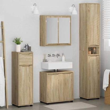 vidaXL Badezimmermöbel-Set mit Regal 4 pcs Sonoma-Eiche Holzwerkstoff