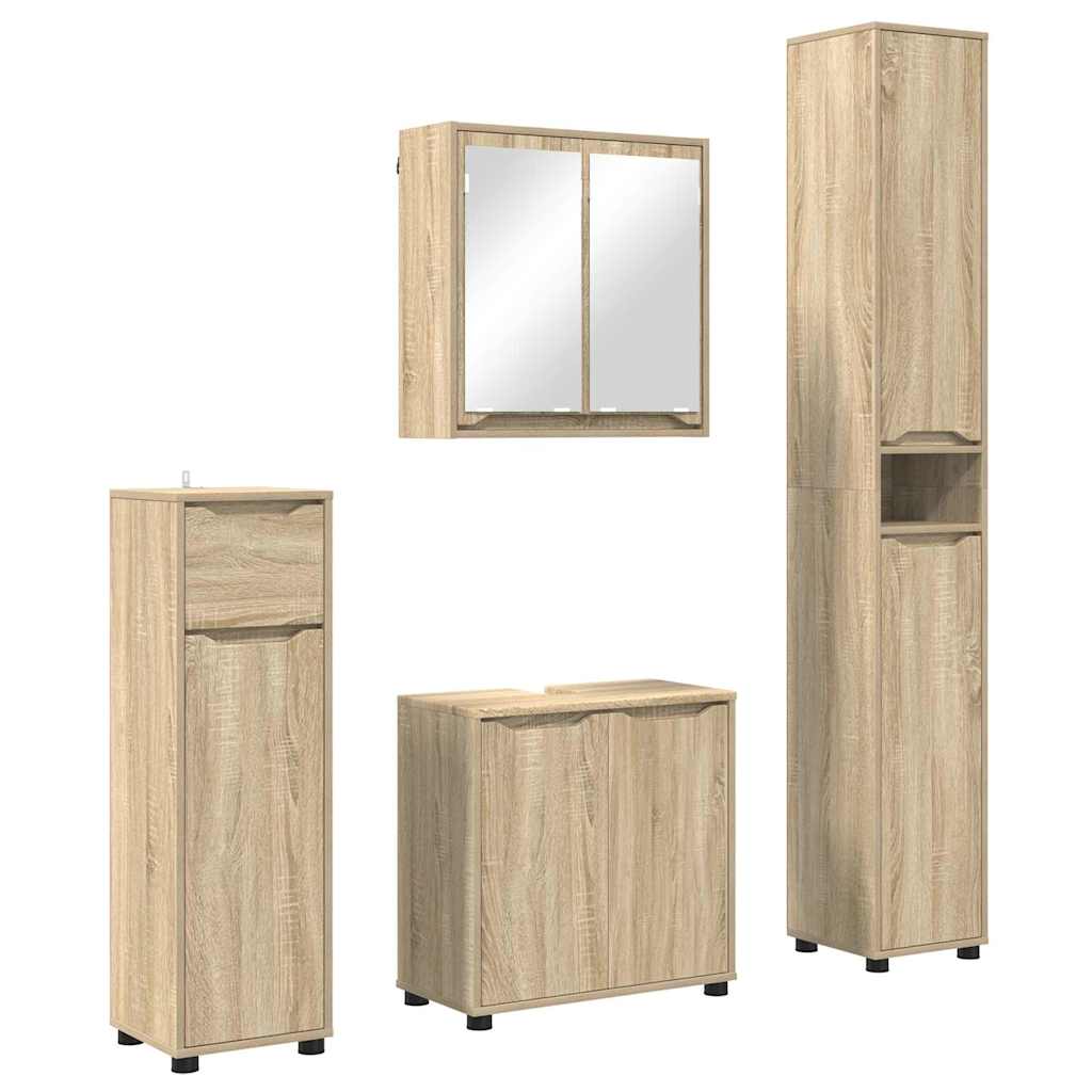 vidaXL Badezimmermöbel-Set mit Regal 4 pcs Sonoma-Eiche Holzwerkstoff