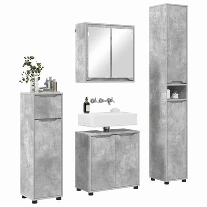 vidaXL Badezimmermöbel-Set mit Regal 4 pcs Beton Grau Holzwerkstoff