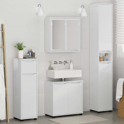 vidaXL Badezimmermöbel-Set Mit Rad 4 pcs Hochglanz Weiß Holzwerkstoff