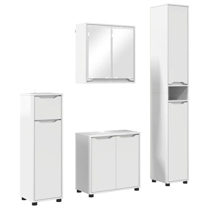 vidaXL Badezimmermöbel-Set Mit Rad 4 pcs Hochglanz Weiß Holzwerkstoff