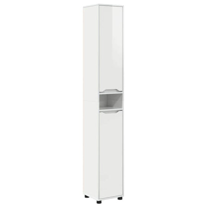 vidaXL Badezimmermöbel-Set Mit Rad 4 pcs Hochglanz Weiß Holzwerkstoff