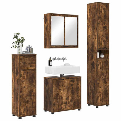 vidaXL Badezimmermöbel-Set 4 pcs Geräucherte Eiche Holzwerkstoff