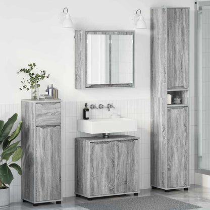 Badezimmermöbel-Set mit Regal 4 pcs Graues Sonoma Holzwerkstoff