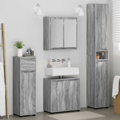Badezimmermöbel-Set mit Regal 4 pcs Graues Sonoma Holzwerkstoff