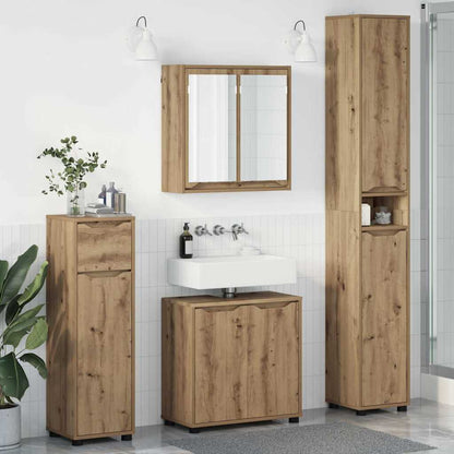 vidaXL Badezimmermöbel-Set mit Regal 4 pcs Artisan-Eiche Holzwerkstoff