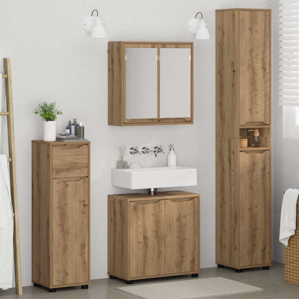 vidaXL Badezimmermöbel-Set mit Regal 4 pcs Artisan-Eiche Holzwerkstoff