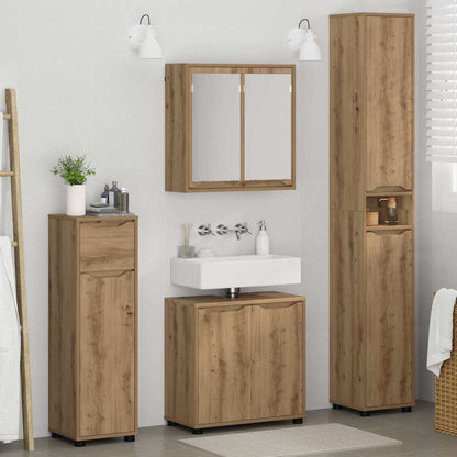vidaXL Badezimmermöbel-Set mit Regal 4 pcs Artisan-Eiche Holzwerkstoff