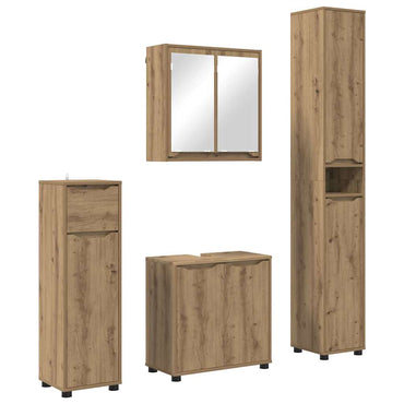 vidaXL Badezimmermöbel-Set mit Regal 4 pcs Artisan-Eiche Holzwerkstoff