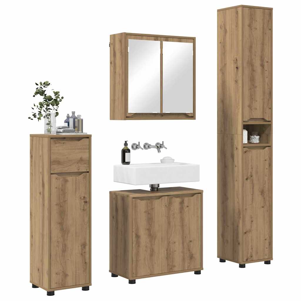 vidaXL Badezimmermöbel-Set mit Regal 4 pcs Artisan-Eiche Holzwerkstoff