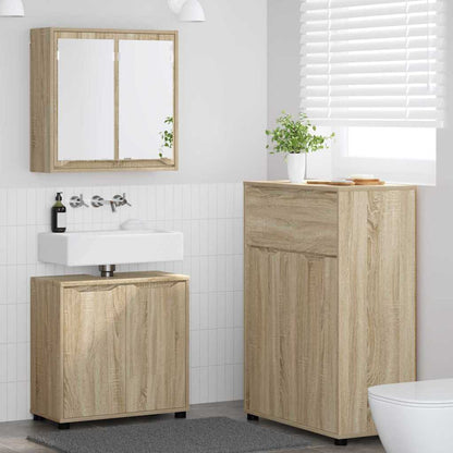 Badezimmermöbel-Set mit Regal 3 pcs Sonoma-Eiche Holzwerkstoff