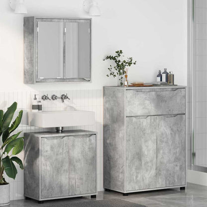 vidaXL Badezimmermöbel-Set mit Regal 3 pcs Beton Grau Holzwerkstoff