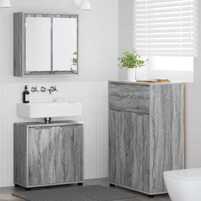 vidaXL Badezimmermöbel-Set mit Regal 3 pcs Graues Sonoma Holzwerkstoff