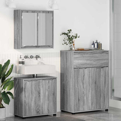 vidaXL Badezimmermöbel-Set mit Regal 3 pcs Graues Sonoma Holzwerkstoff