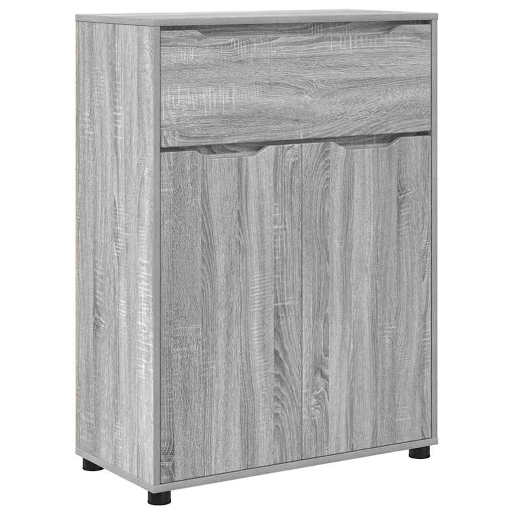 vidaXL Badezimmermöbel-Set mit Regal 3 pcs Graues Sonoma Holzwerkstoff