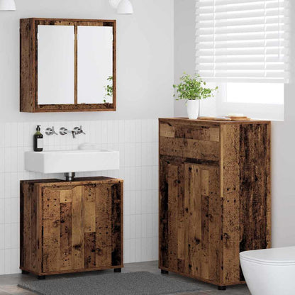 vidaXL Badezimmermöbel-Set mit Schubladen 3 pcs Altholz Holzwerkstoff