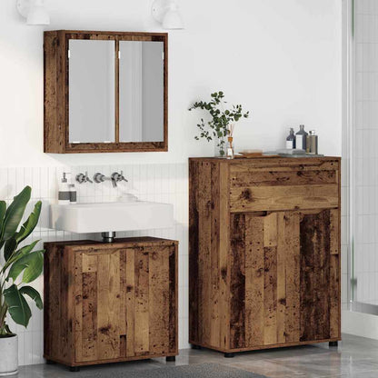 vidaXL Badezimmermöbel-Set mit Schubladen 3 pcs Altholz Holzwerkstoff