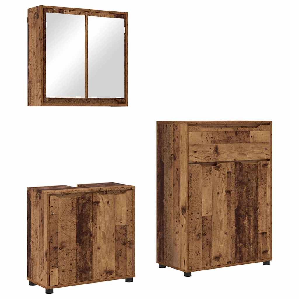 vidaXL Badezimmermöbel-Set mit Schubladen 3 pcs Altholz Holzwerkstoff