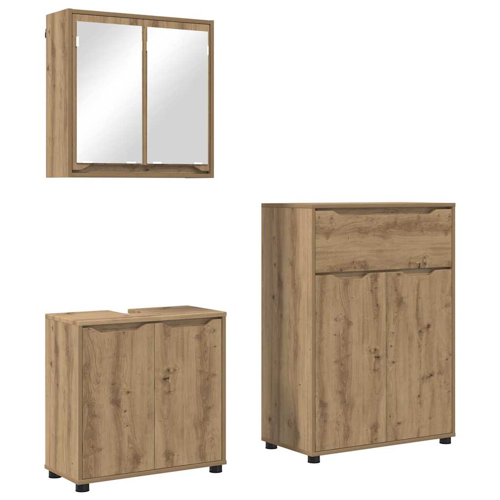 vidaXL Badezimmermöbel-Set mit Regal 3 pcs Artisan-Eiche Holzwerkstoff