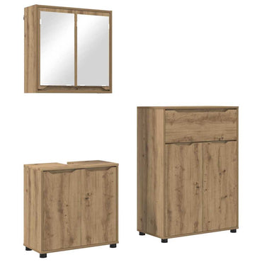 vidaXL Badezimmermöbel-Set mit Regal 3 pcs Artisan-Eiche Holzwerkstoff