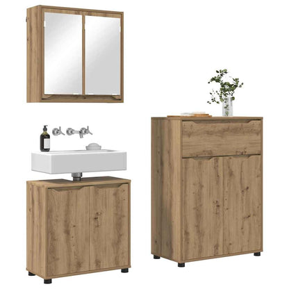 vidaXL Badezimmermöbel-Set mit Regal 3 pcs Artisan-Eiche Holzwerkstoff