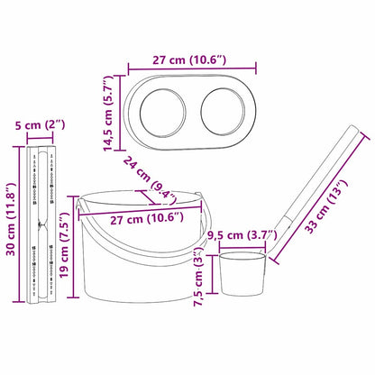 Sauna Zubehör Set 4 pcs Schwarz