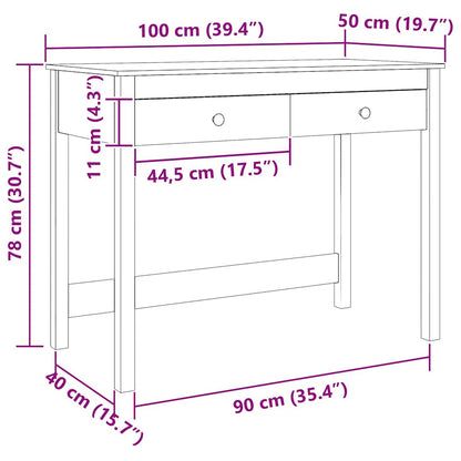 vidaXL Schreibtisch Max Braun 100 x 50 x 78 cm Massives Kiefernholz