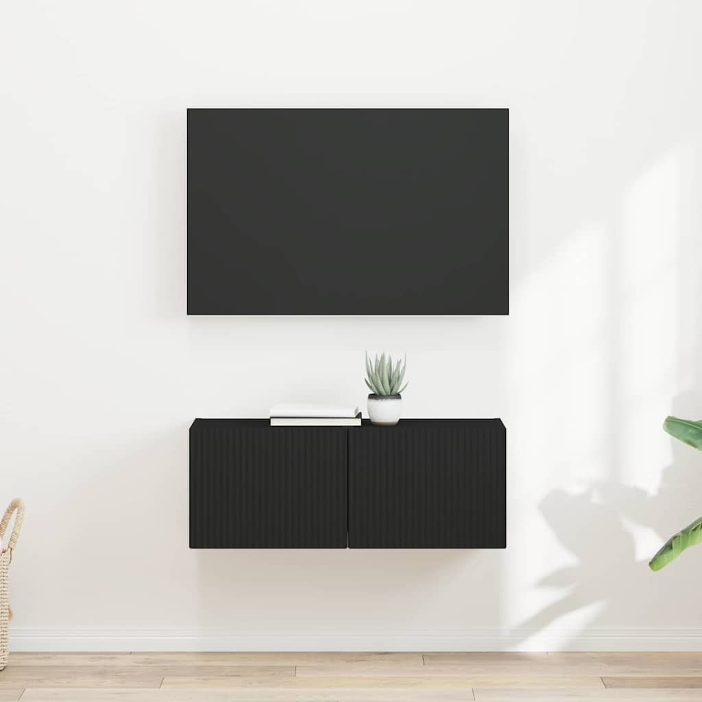 vidaXL TV-Wandschrank 2 pcs Schwarz 60 x 31 x 29,5 cm Holzwerkstoff