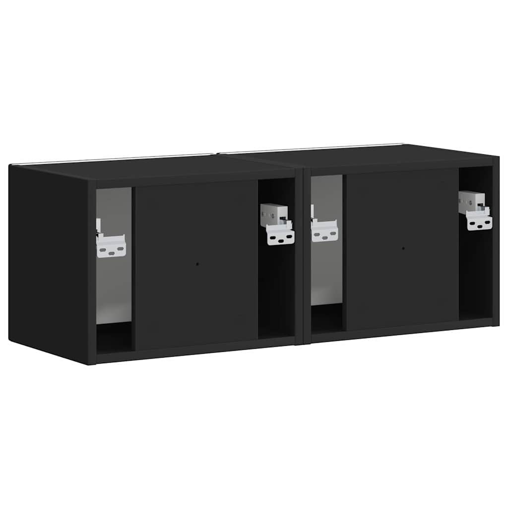 vidaXL TV-Wandschrank 2 pcs Schwarz 60 x 31 x 29,5 cm Holzwerkstoff