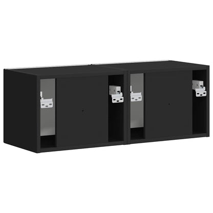 vidaXL TV-Wandschrank 2 pcs Schwarz 60 x 31 x 29,5 cm Holzwerkstoff