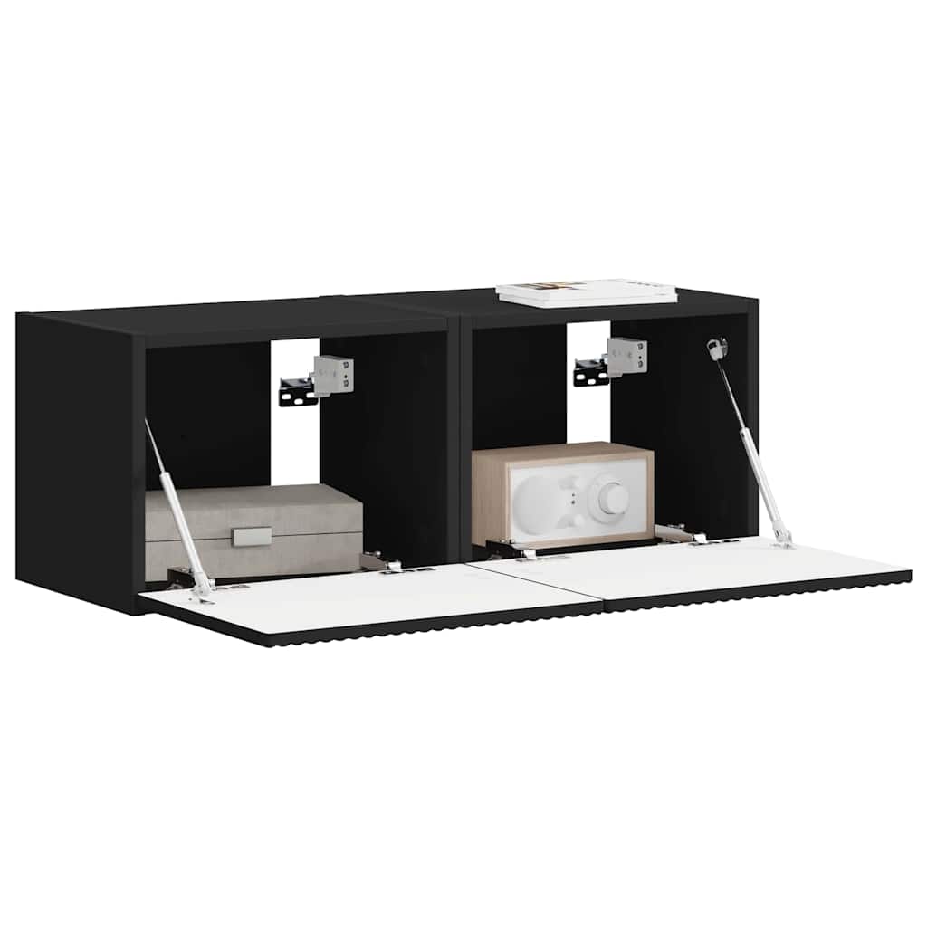 vidaXL TV-Wandschrank 2 pcs Schwarz 60 x 31 x 29,5 cm Holzwerkstoff