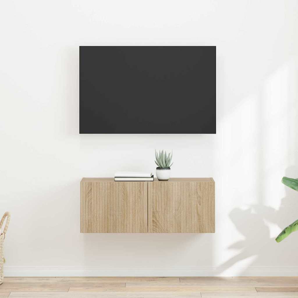 vidaXL TV-Wandschrank 2 pcs Sonoma 60 x 31 x 29,5 cm Holzwerkstoff