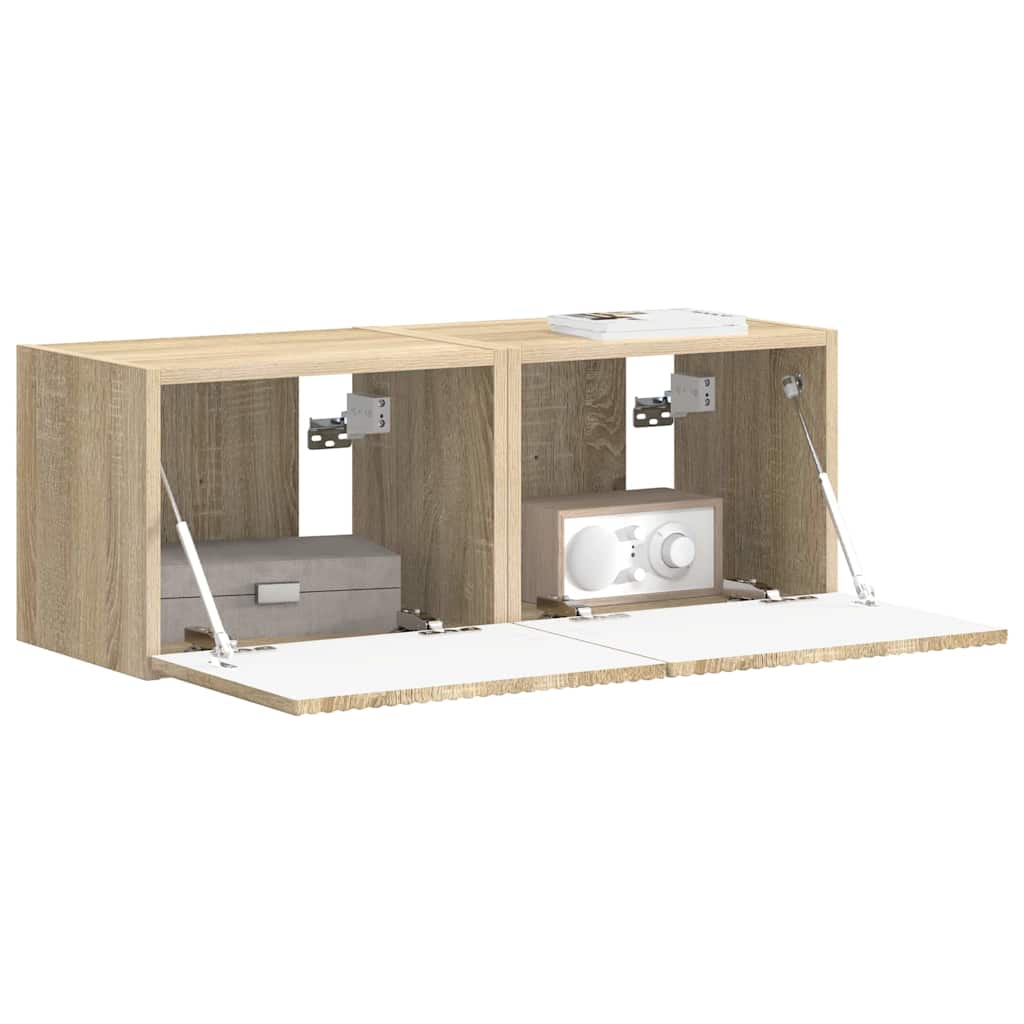vidaXL TV-Wandschrank 2 pcs Sonoma 60 x 31 x 29,5 cm Holzwerkstoff
