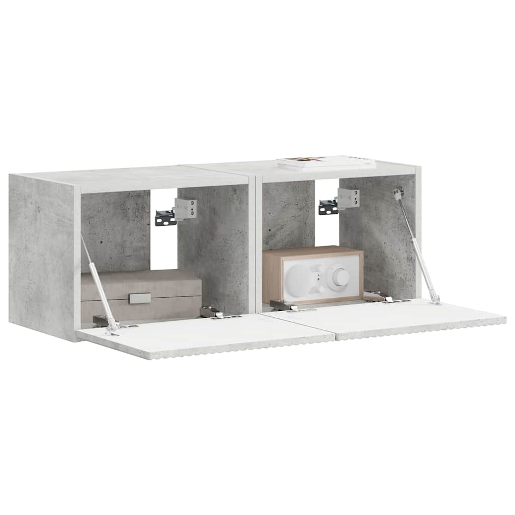 vidaXL TV-Wandschrank 2 pcs Beton 60 x 31 x 29,5 cm Holzwerkstoff
