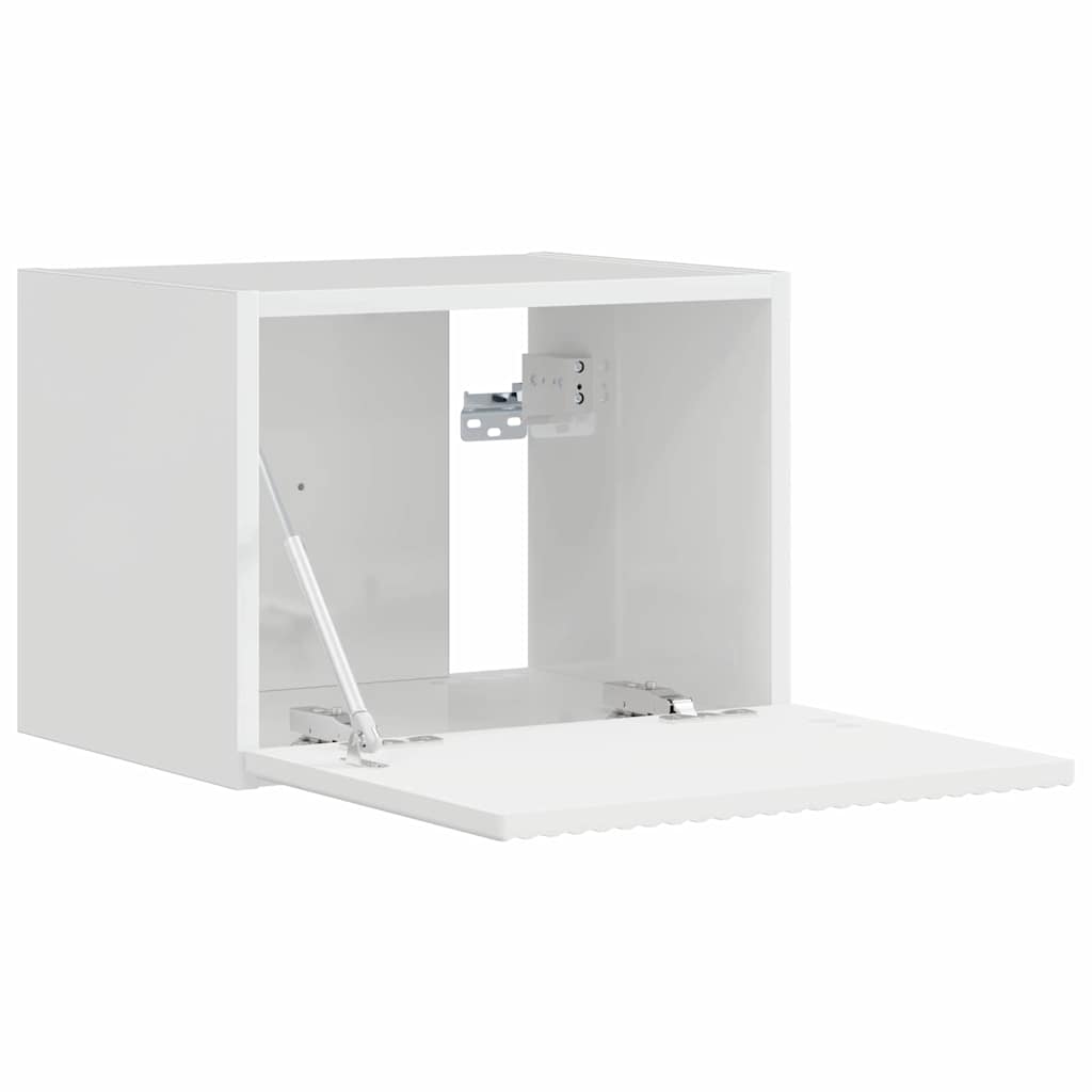 vidaXL Meuble TV mural blanc brillant 60 x 31 x 29,5 cm en bois d'ingénierie