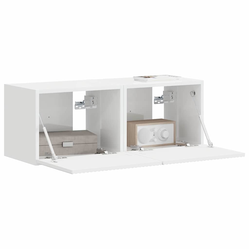 TV-Wandschrank 2 pcs Glänzend Weiß 60 x 31 x 29,5 cm