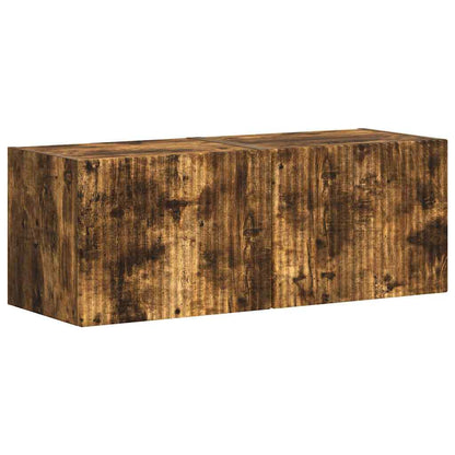 vidaXL Meuble TV mural 2 pcs Chêne fumé 60 x 31 x 29,5 cm
