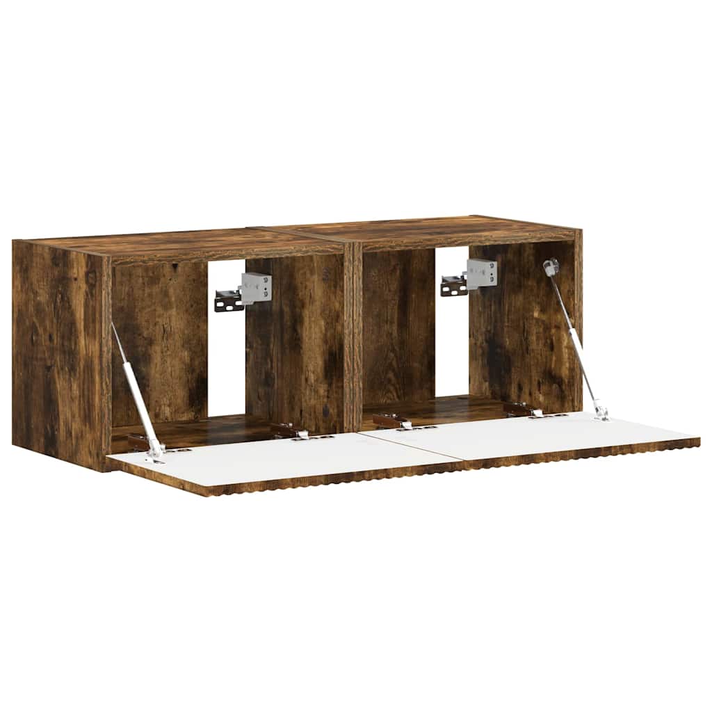vidaXL Meuble TV mural 2 pcs Chêne fumé 60 x 31 x 29,5 cm