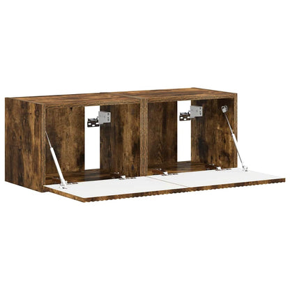 vidaXL Meuble TV mural 2 pcs Chêne fumé 60 x 31 x 29,5 cm