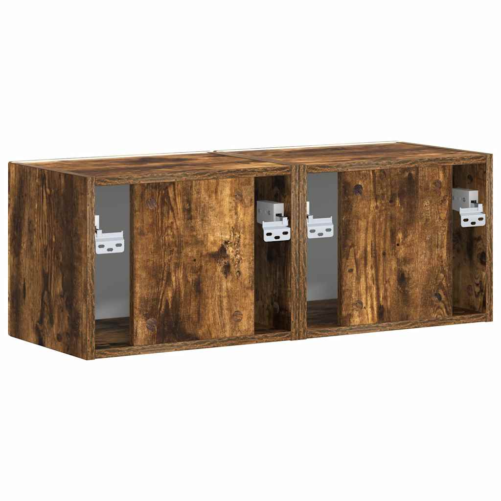 vidaXL Meuble TV mural 2 pcs Chêne fumé 60 x 31 x 29,5 cm