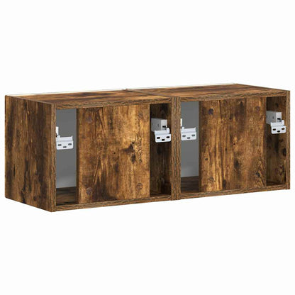 vidaXL Meuble TV mural 2 pcs Chêne fumé 60 x 31 x 29,5 cm