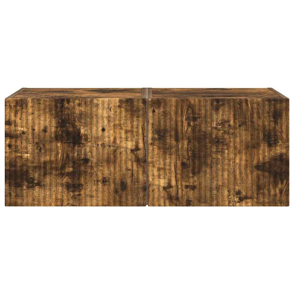 vidaXL Meuble TV mural 2 pcs Chêne fumé 60 x 31 x 29,5 cm
