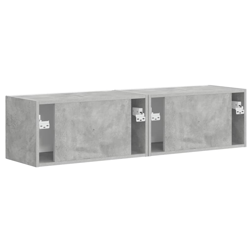 vidaXL TV-Wandschrank 2 pcs Beton 60 x 31 x 29,5 cm Holzwerkstoff